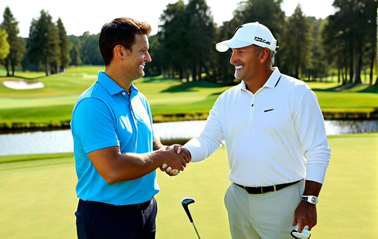 Golf Instructor Networking**

"A professional golf instructor, fully clothed in appropriate golf attire, shaking hands with a golf club manager on a sunny golf course, showcasing a friendly and professional demeanor, safe for work, appropriate content, professional setting, perfect anatomy, natural proportions, well-formed hands, modest clothing, family-friendly environment, high-quality image, clear focus."

**
