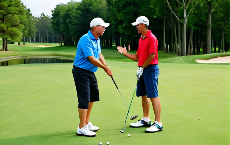 골프 프로로서 자기 브랜딩하기 - Golfer Networking at a Tournament**

"A professional golfer, fully clothed in golf attire, shaking h...