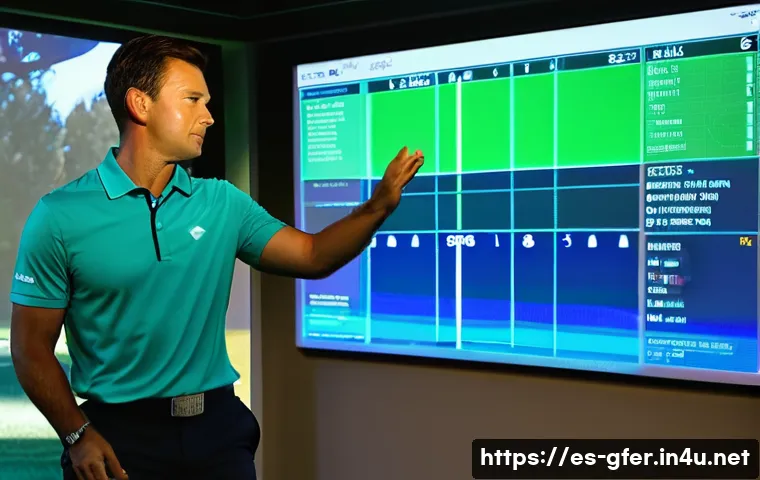 골프코치 실무에서 사용하는 장비와 도구 - **Prompt Title: Precision Golf Analysis**
**Image Prompt:** A professional golf instructor, a wo...
